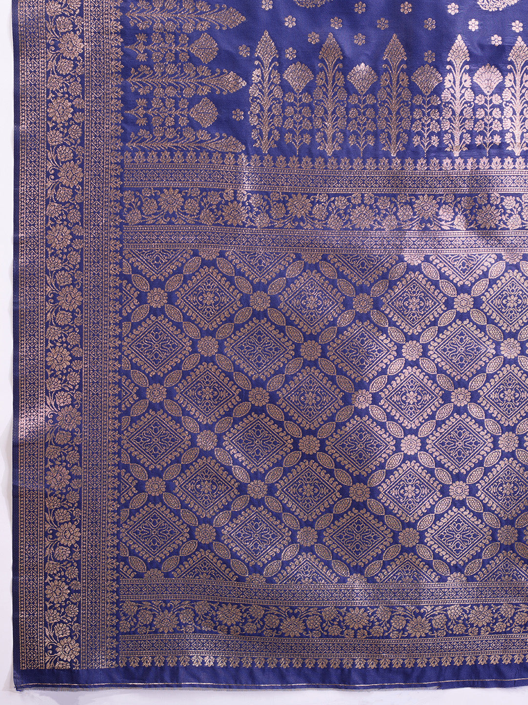 Blue Pure and Rich Banarasi Soft Silk Saree With Silk Blouse Piece