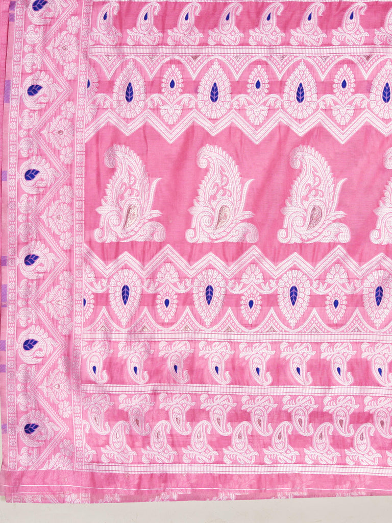 Pink Bagicha Pure Rich Cotton Saree With Blouse Piece