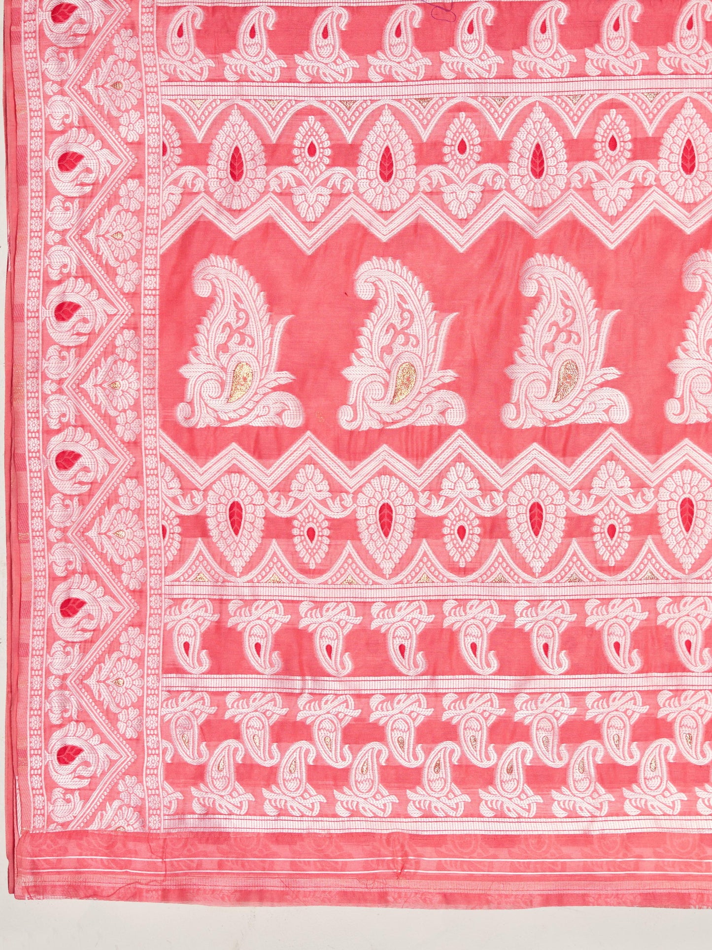 Orange Bagicha Pure Rich Cotton Saree With Blouse Piece