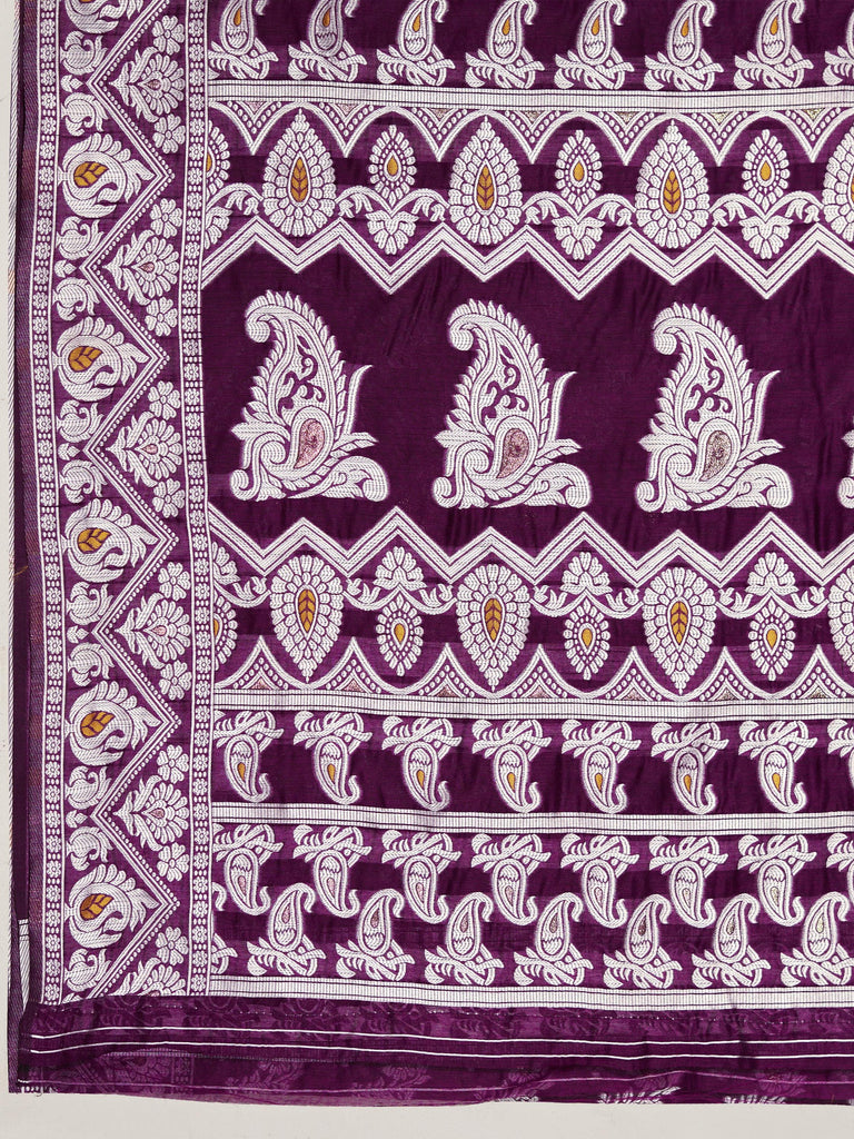 Wine Bagicha Pure Rich Cotton Saree With Blouse Piece