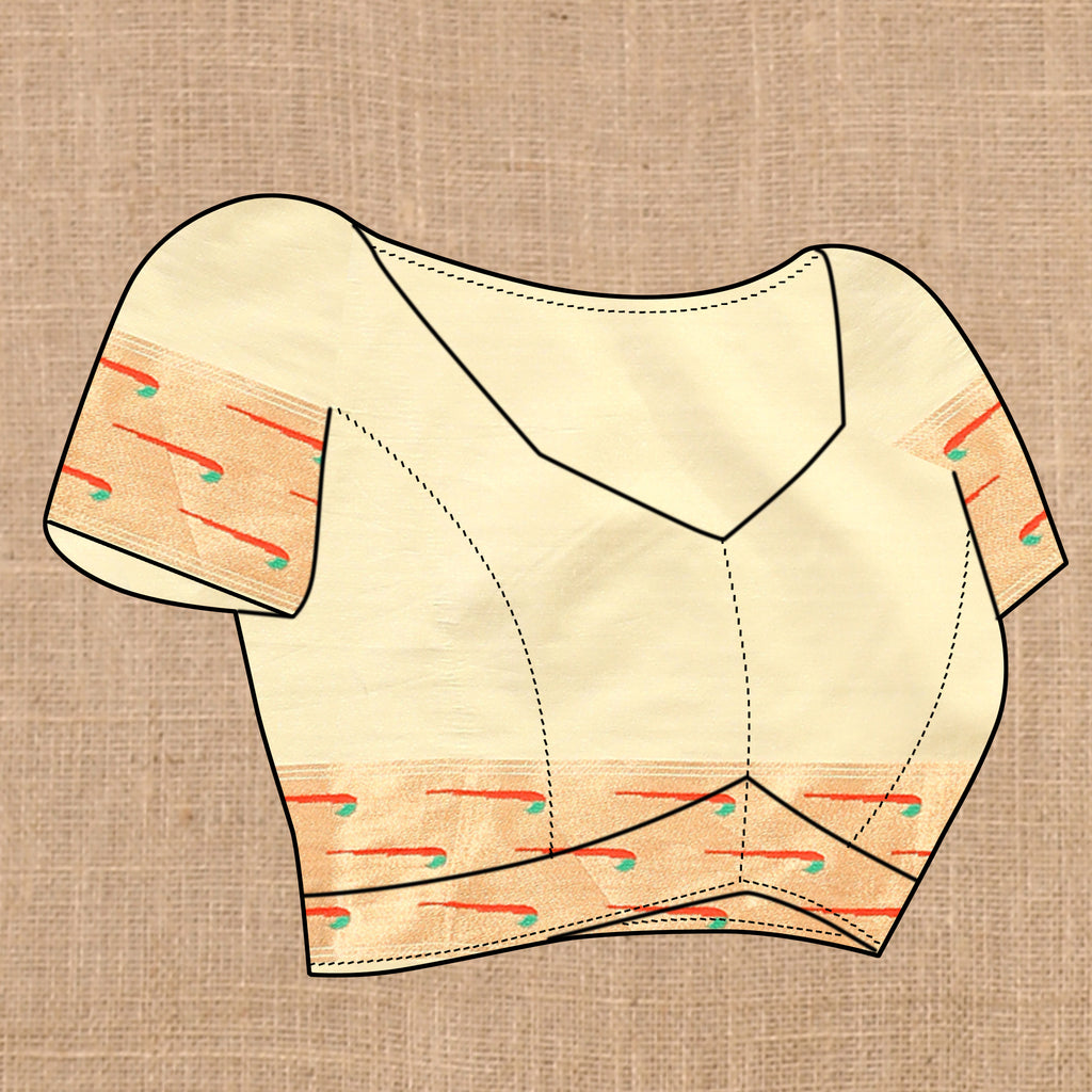 Cream Traditional Rajhans Paithani Soft Silk Saree With Blouse Piece