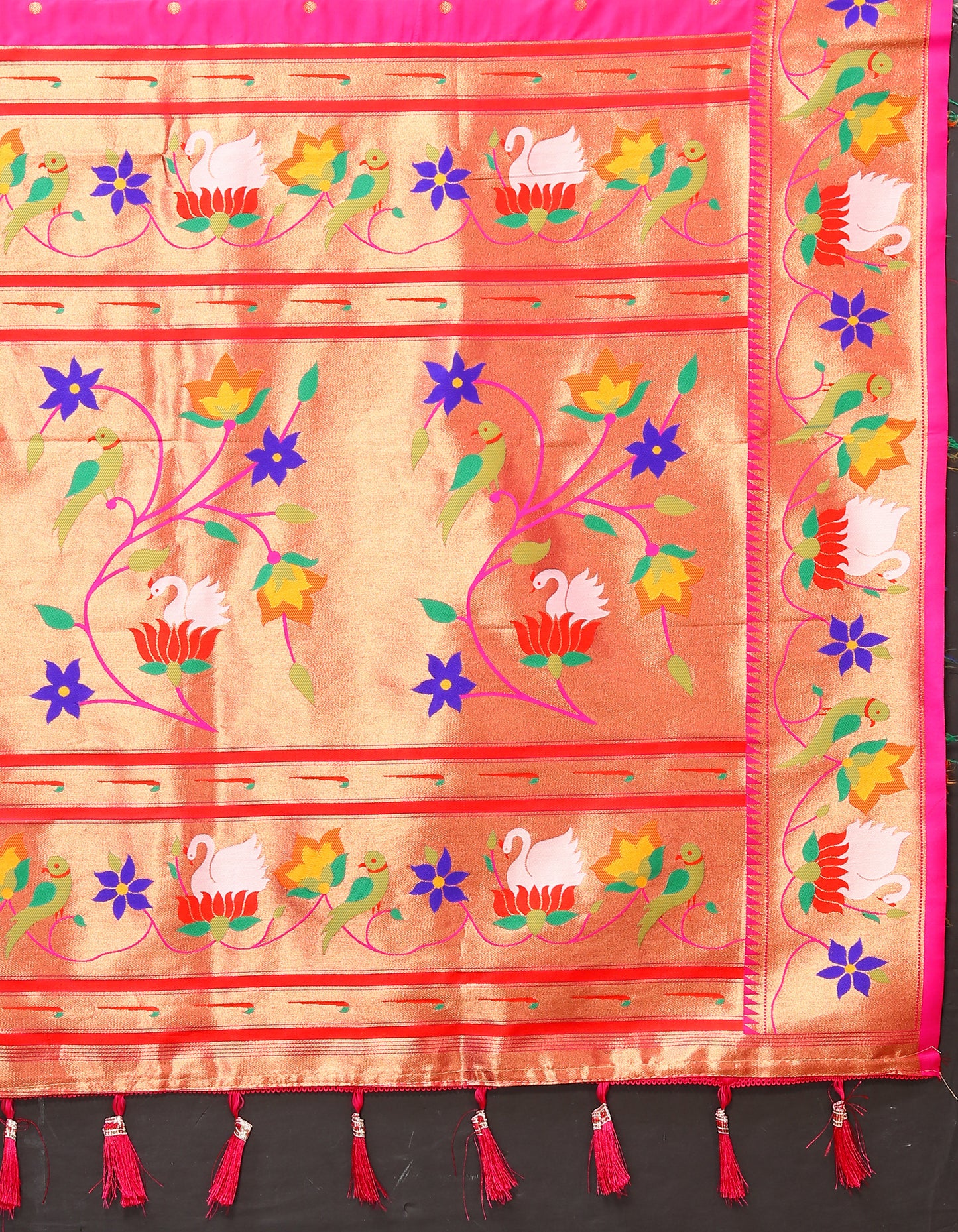 Light Pink Traditional Rajhans Paithani Soft Silk Saree With Blouse Piece