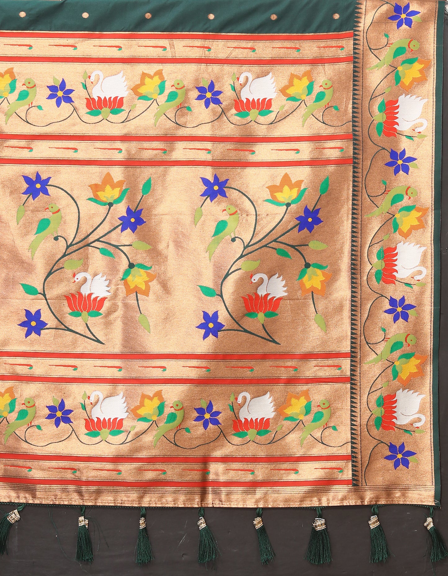 Green Traditional Rajhans Paithani Soft Silk Saree With Blouse Piece