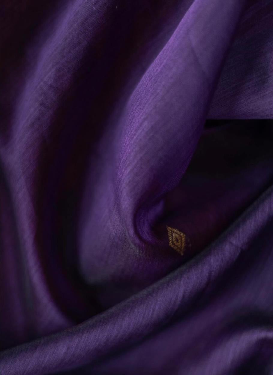 Purple Soft Linen Cotton Silk Saree With Blouse Piece
