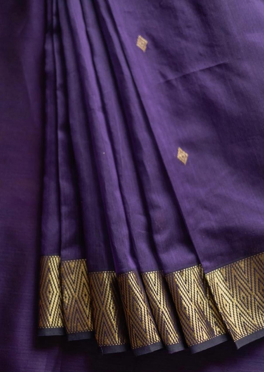Purple Soft Linen Cotton Silk Saree With Blouse Piece