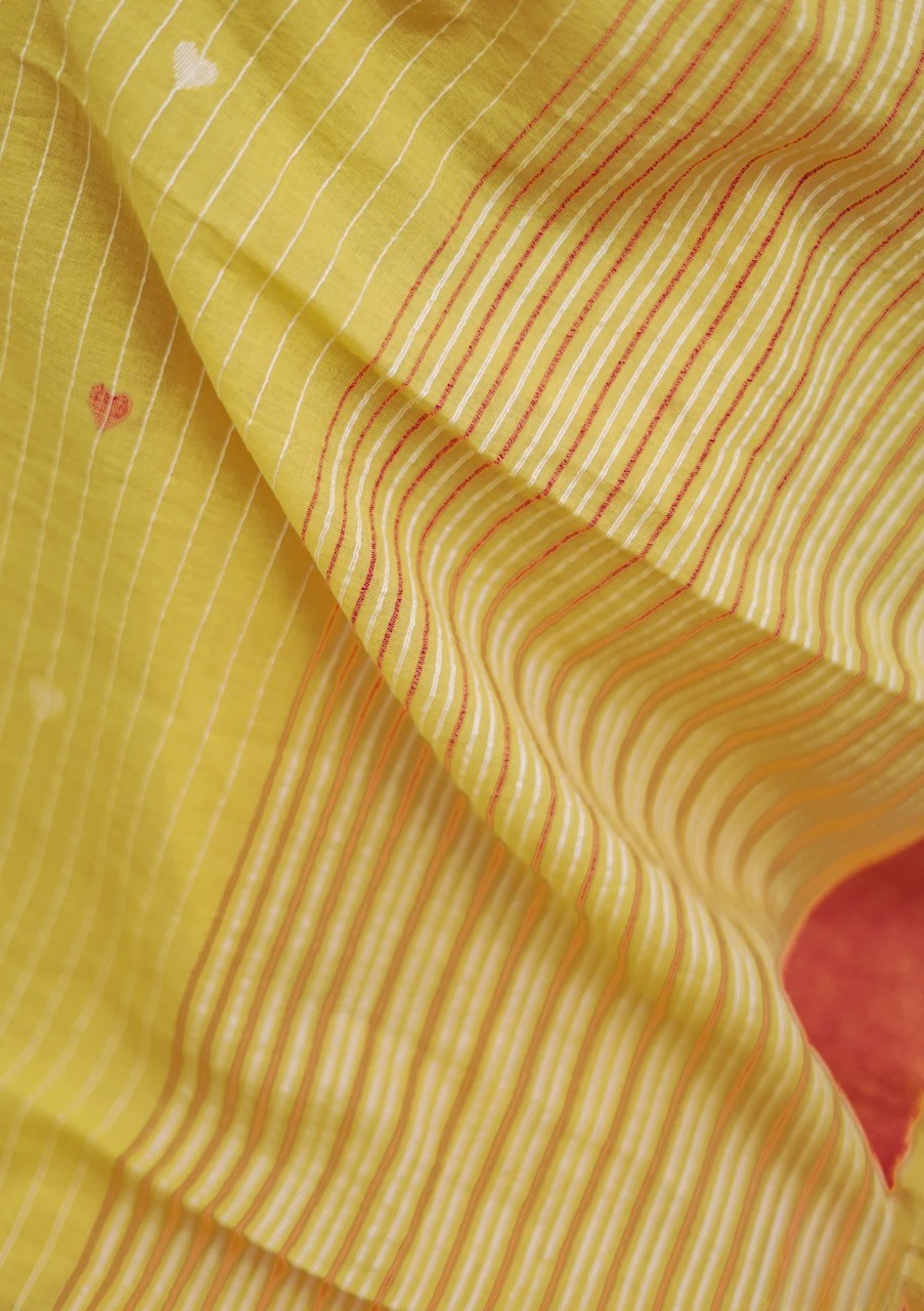 Yellow Soft Cotton Silk Saree With Blouse Piece