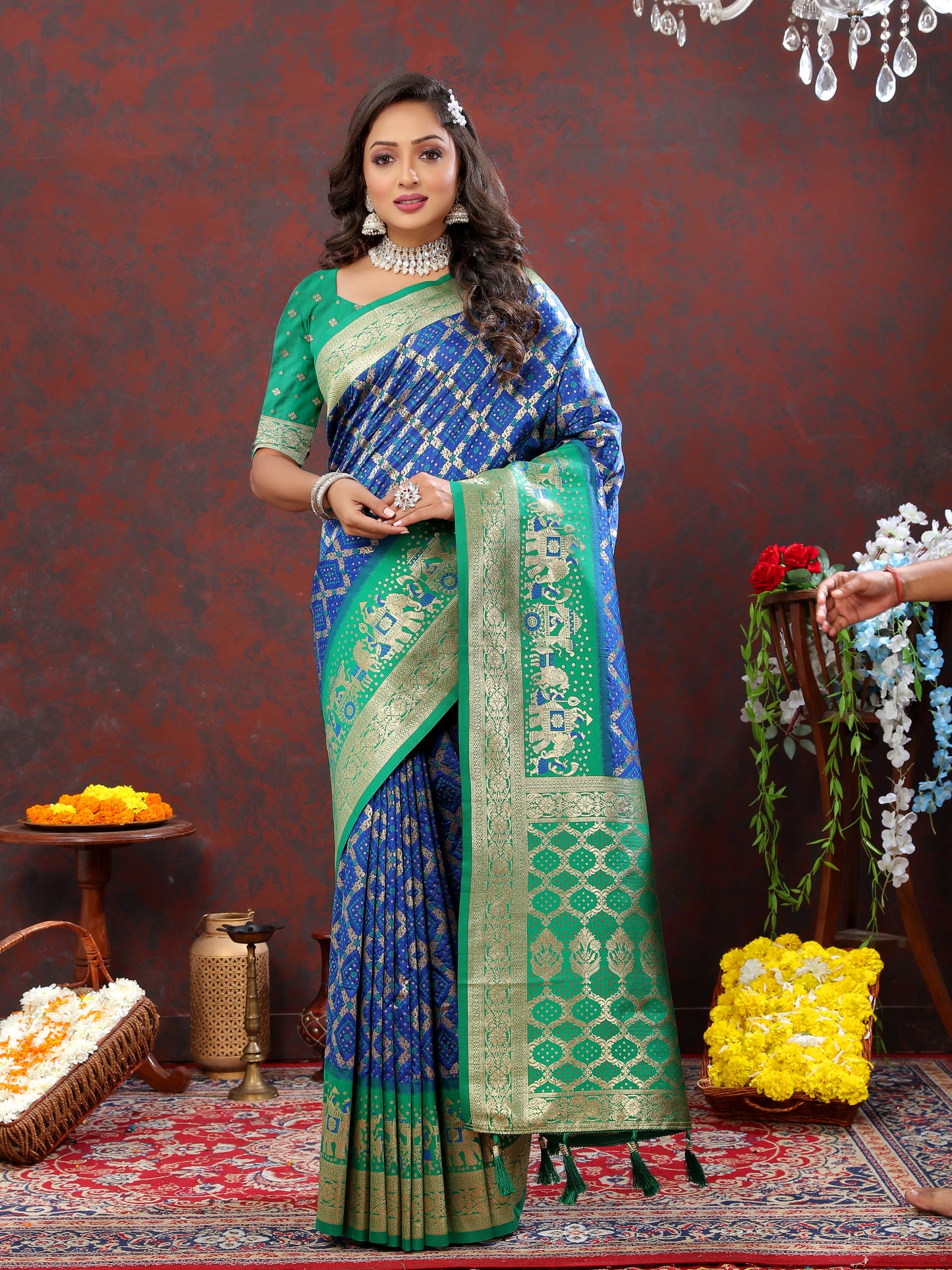 Blue Classic Meenakari Bandhani Silk Saree