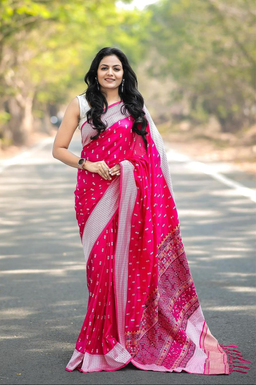 Pink Soft Cotton Silk Saree With Blouse Piece