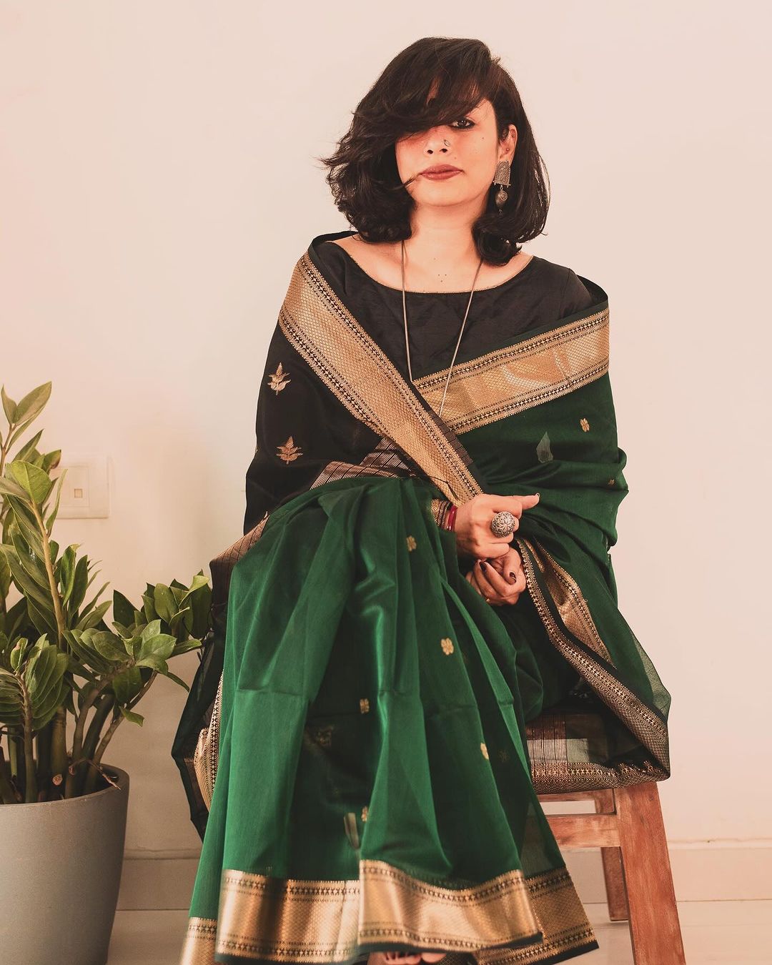 Handloom Green Light Weight Soft Cotton Silk Saree With Blouse Piece