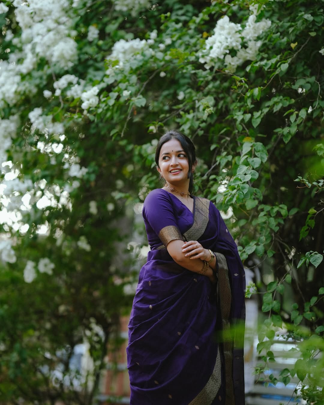 Purple Soft Linen Cotton Silk Saree With Blouse Piece