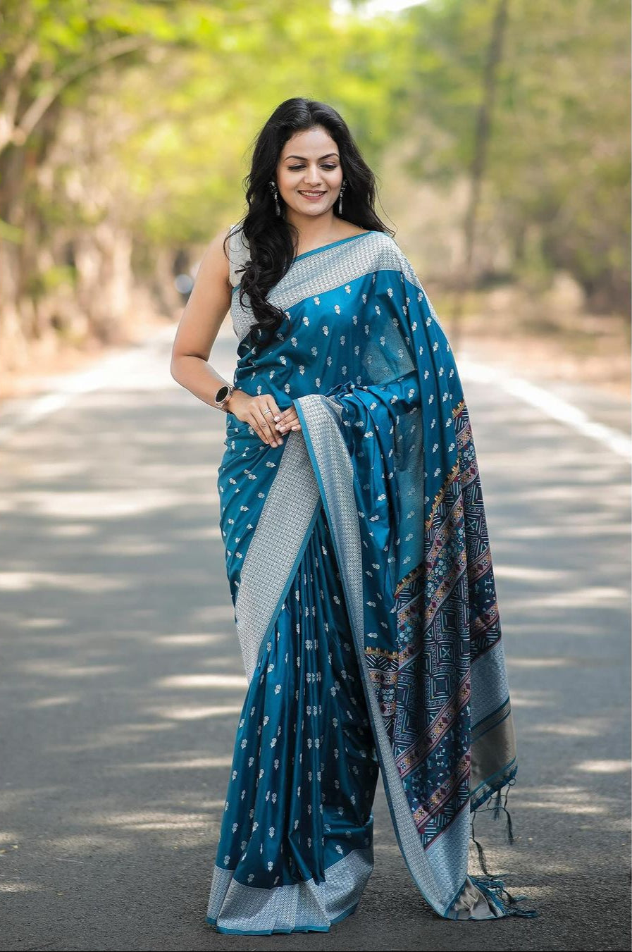 Sky Blue Soft Cotton Silk Saree With Blouse Piece