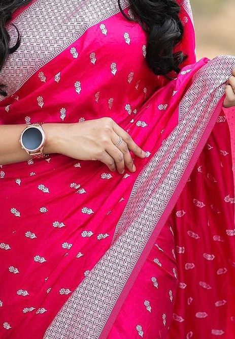 Pink Soft Cotton Silk Saree With Blouse Piece