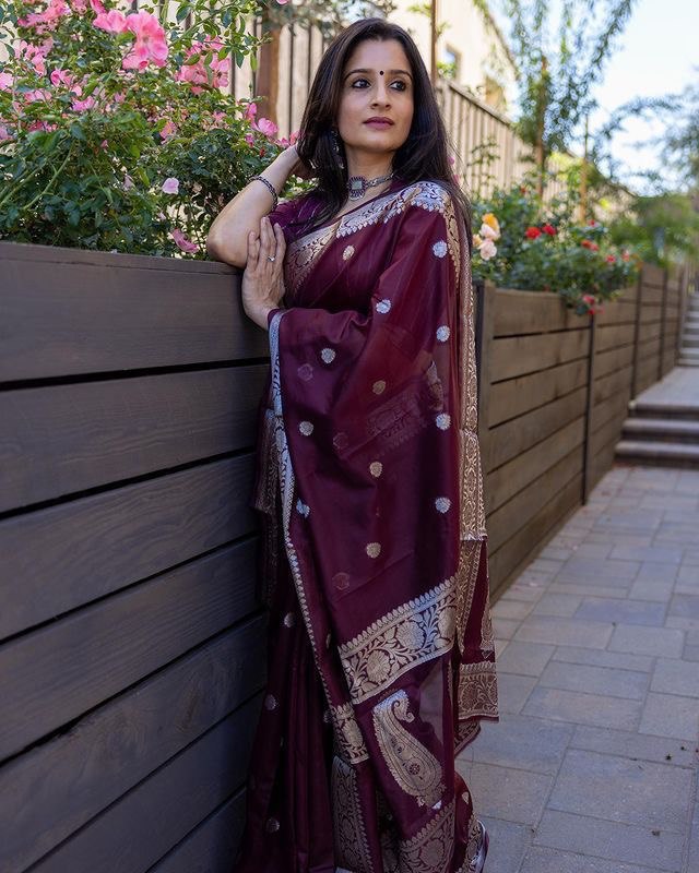 Wine Soft Cotton Silk Saree With Blouse Piece