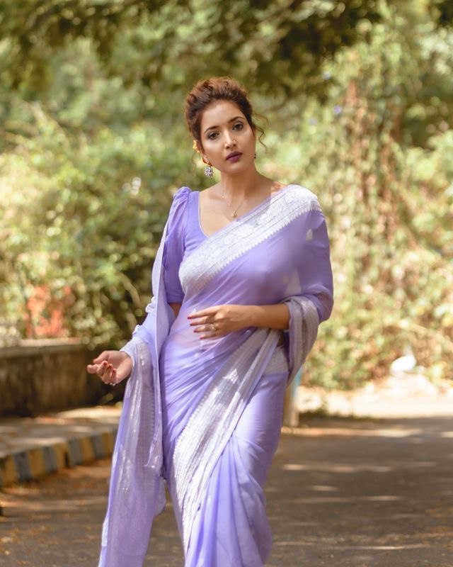Lavender Soft Cotton Silk Saree With Blouse Piece