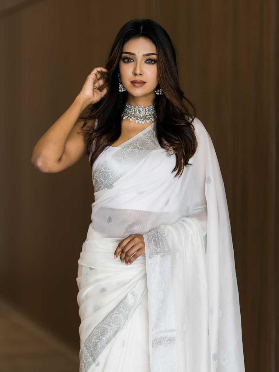 White Soft Cotton Silk Saree With Blouse Piece