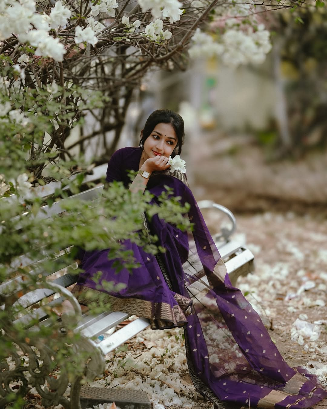 Purple Soft Linen Cotton Silk Saree With Blouse Piece