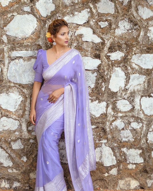 Lavender Soft Cotton Silk Saree With Blouse Piece