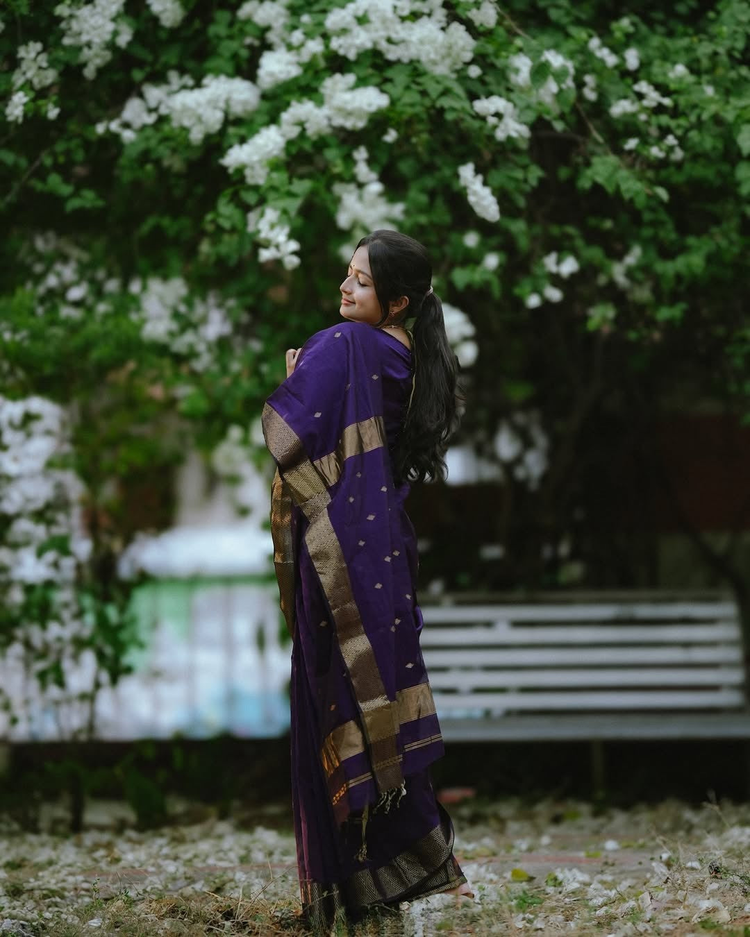 Purple Soft Linen Cotton Silk Saree With Blouse Piece