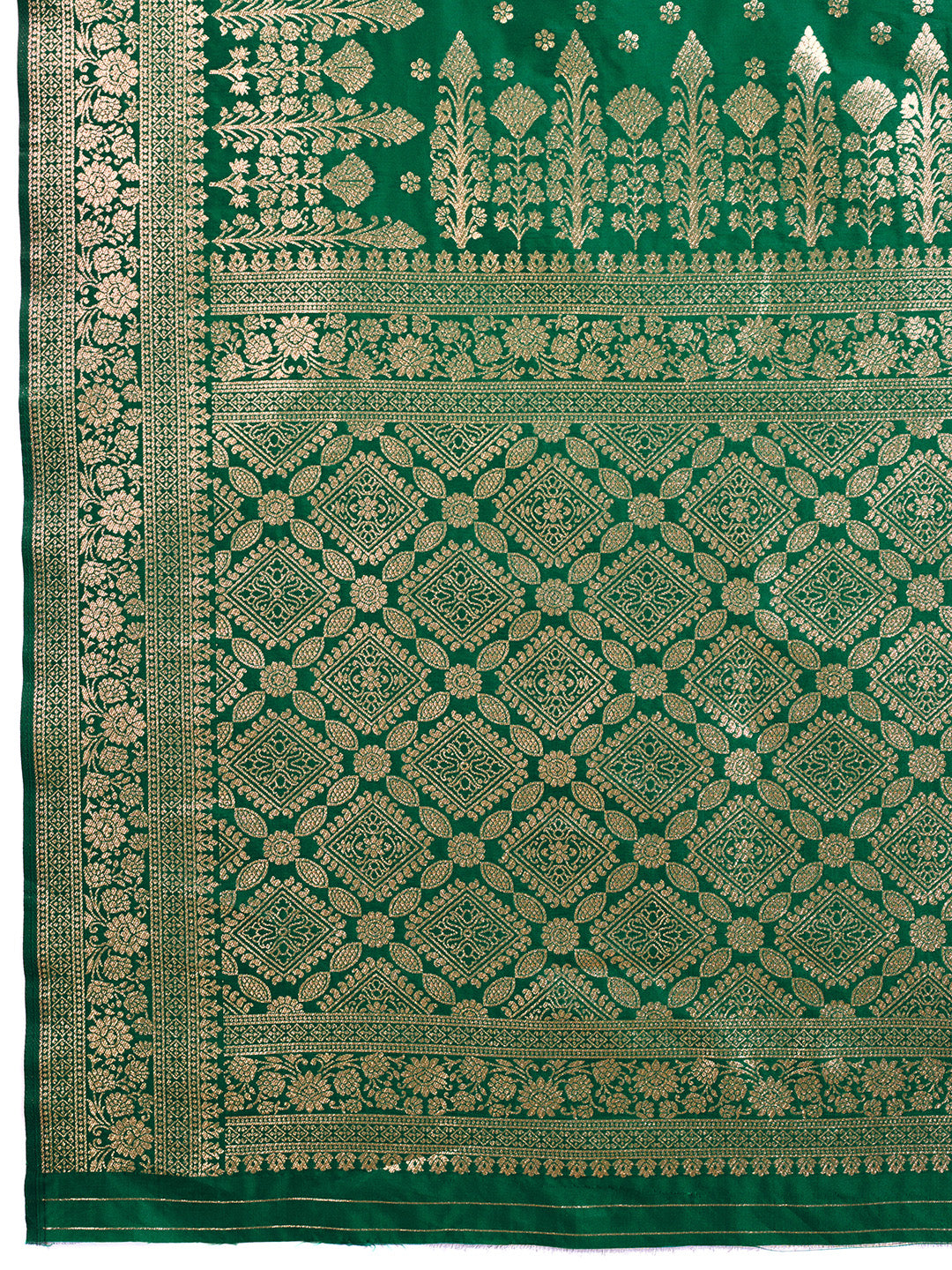 Green Pure and Rich Banarasi Soft Silk Saree With Silk Blouse Piece