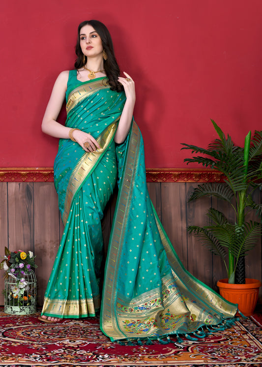 Rama Timeless Meenakari Bindi Silk Saree With Blouse Piece