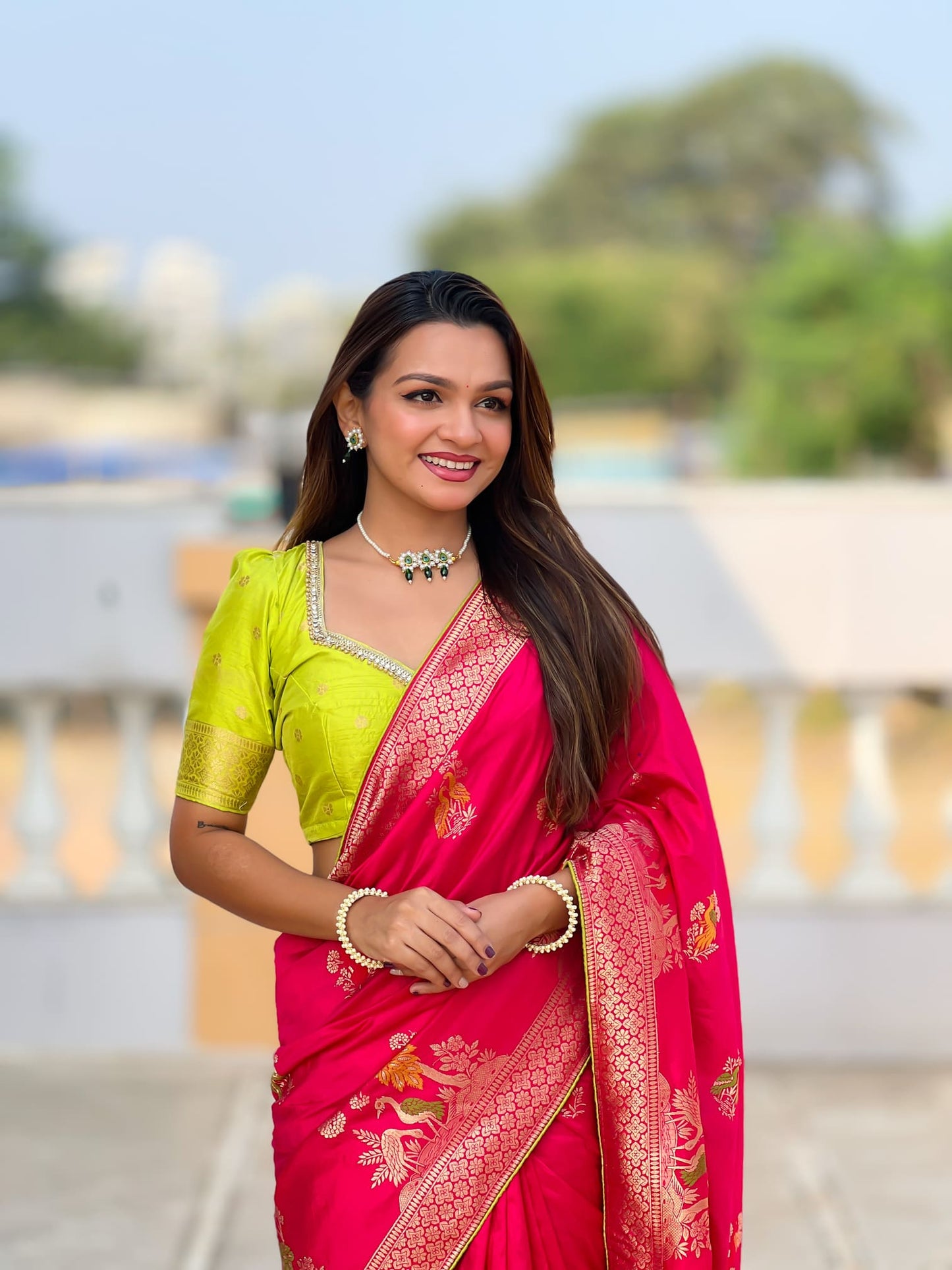 Rajavanshi Meenakari Pure Dolla Silk Saree With Blouse Piece