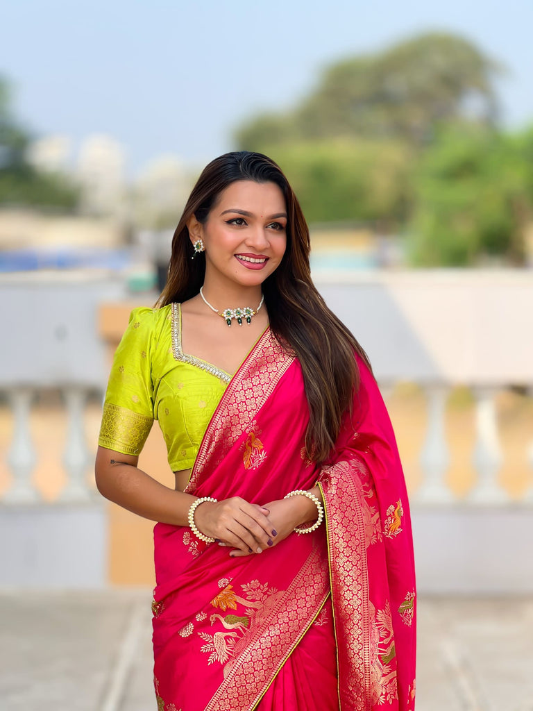 Rajavanshi Meenakari Pure Dolla Silk Saree With Blouse Piece