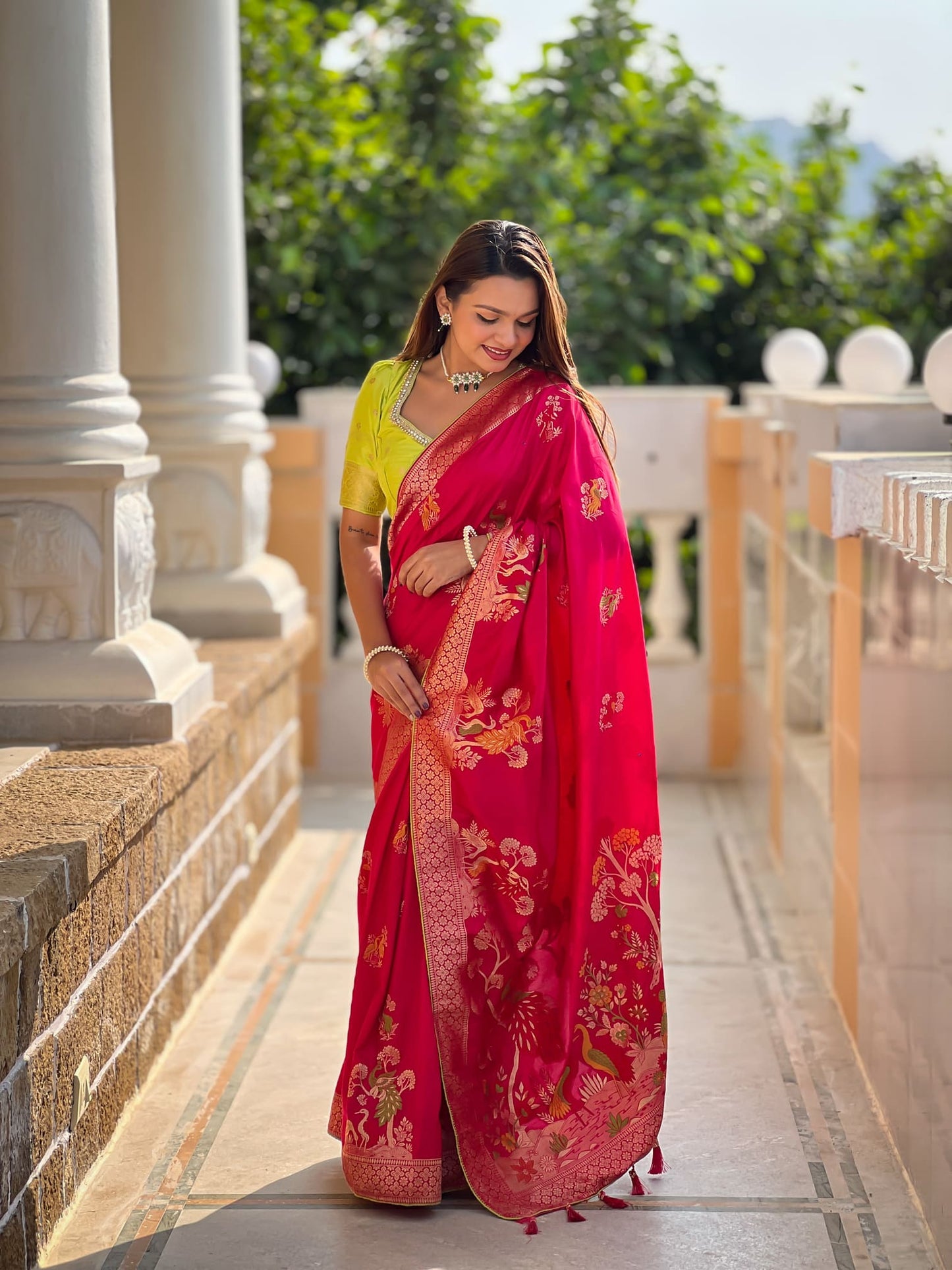Rajavanshi Meenakari Pure Dolla Silk Saree With Blouse Piece