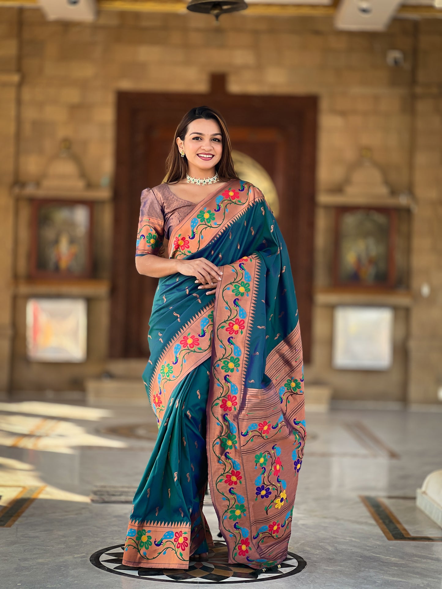 Morpinch Traditional Anuradha Paithani Soft Silk Saree With Blouse Piece