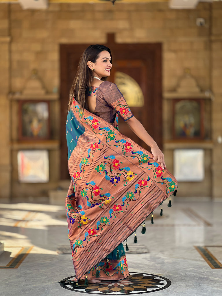 Morpinch Traditional Anuradha Paithani Soft Silk Saree With Blouse Piece