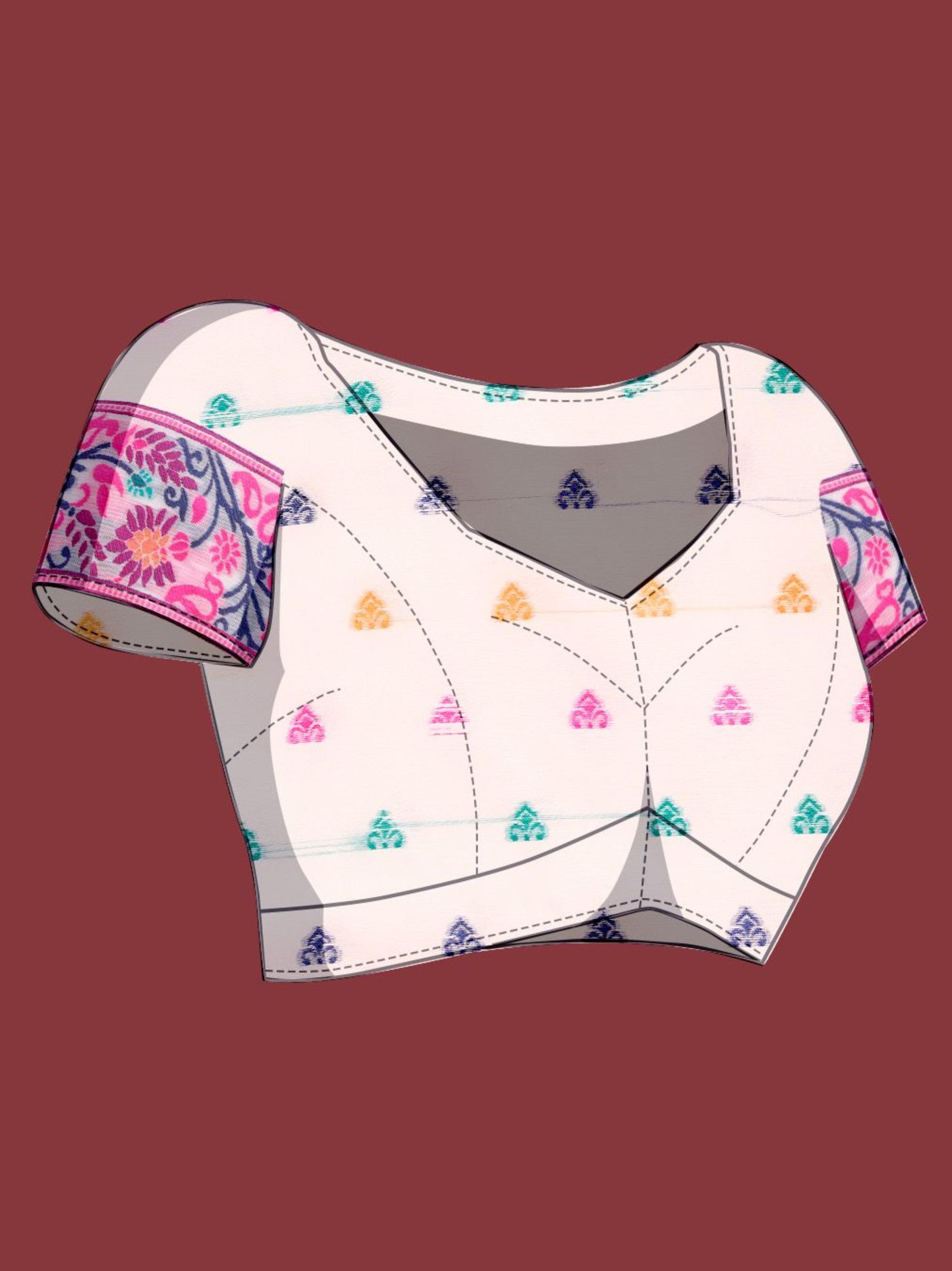 Handloom Traditional White & Pink Pure Cotton Jamdani Saree