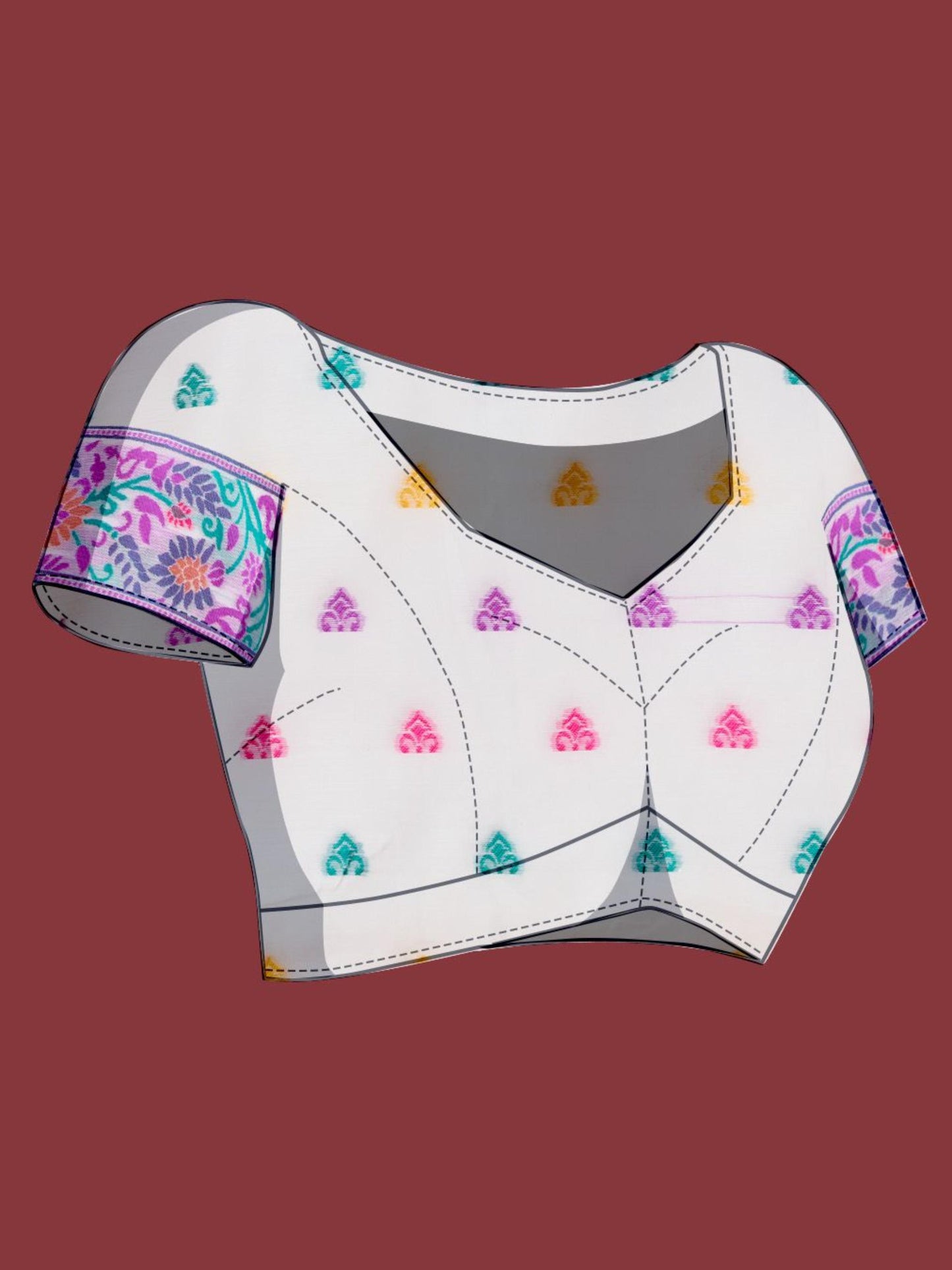 Handloom Traditional White & Purple Pure Cotton Jamdani Saree