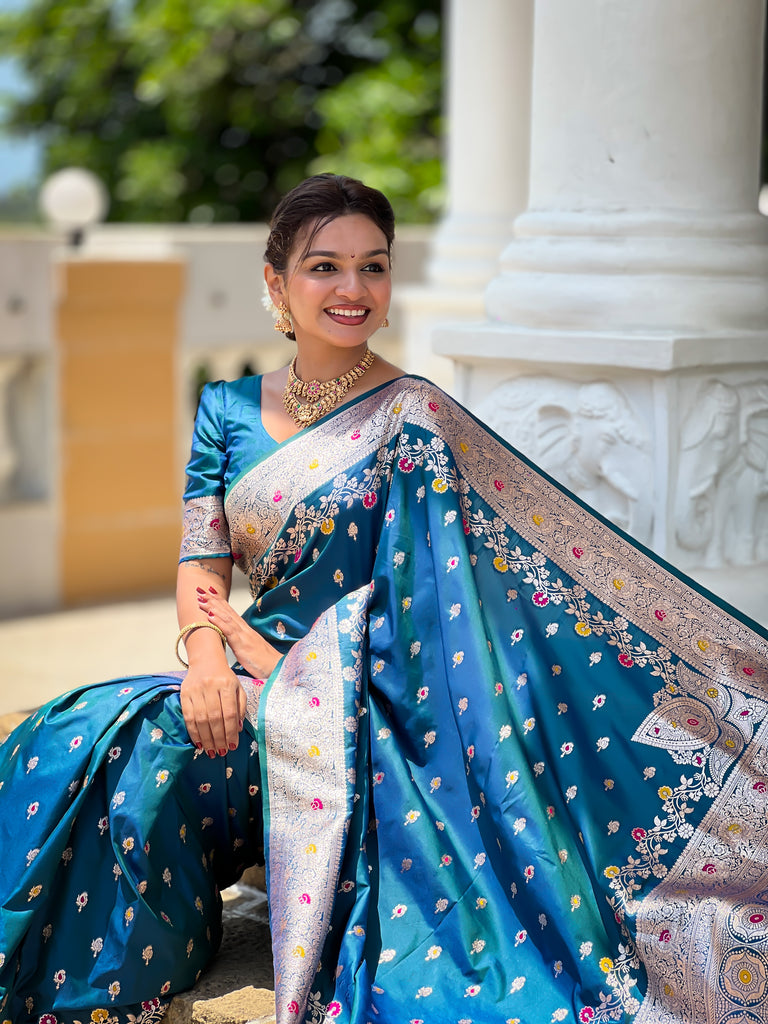 Morpinch Graceful Meena Banarasi Silk Saree With Blouse Piece