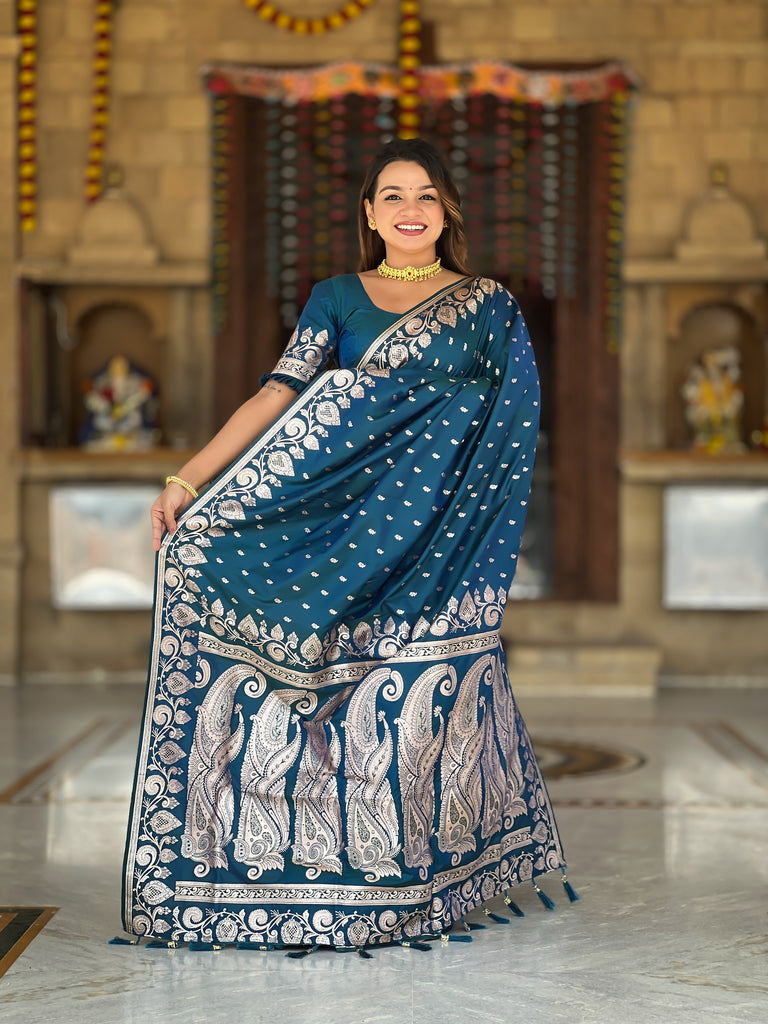 Morpinch Unique Meena Banarasi Silk Saree With Blouse Piece