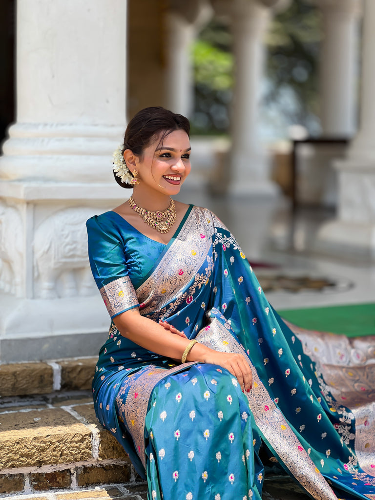 Morpinch Graceful Meena Banarasi Silk Saree With Blouse Piece