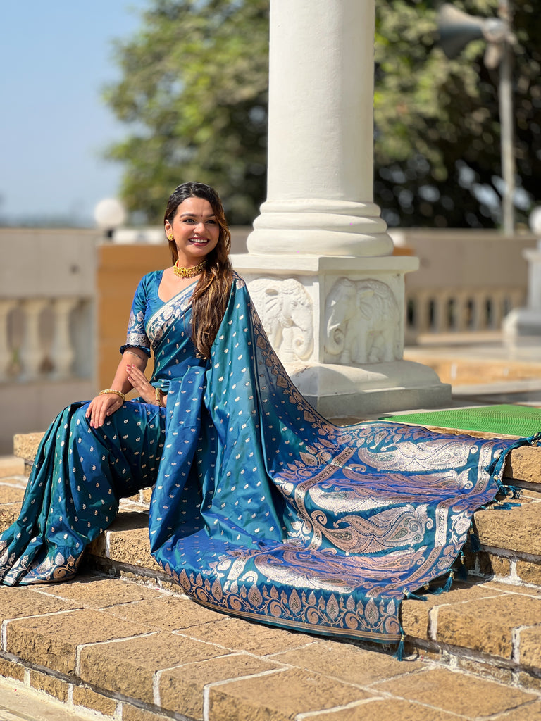 Morpinch Unique Meena Banarasi Silk Saree With Blouse Piece