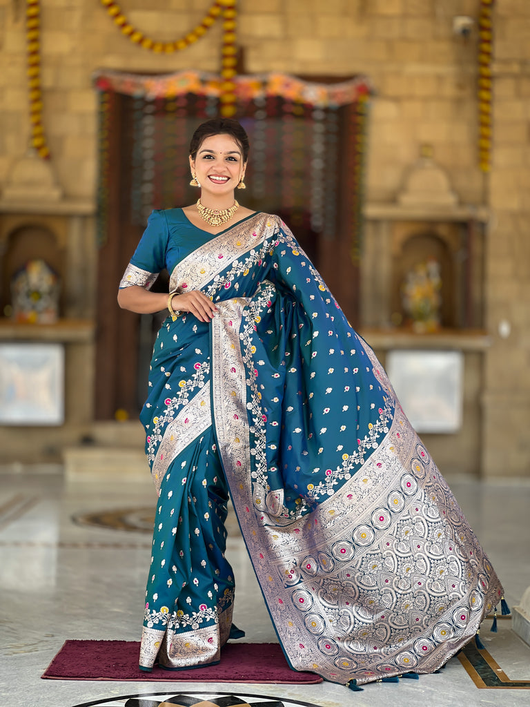 Morpinch Graceful Meena Banarasi Silk Saree With Blouse Piece