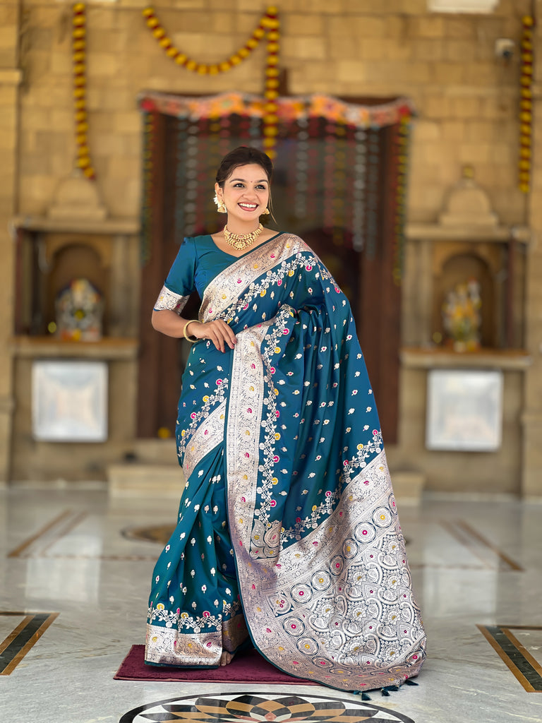 Morpinch Graceful Meena Banarasi Silk Saree With Blouse Piece