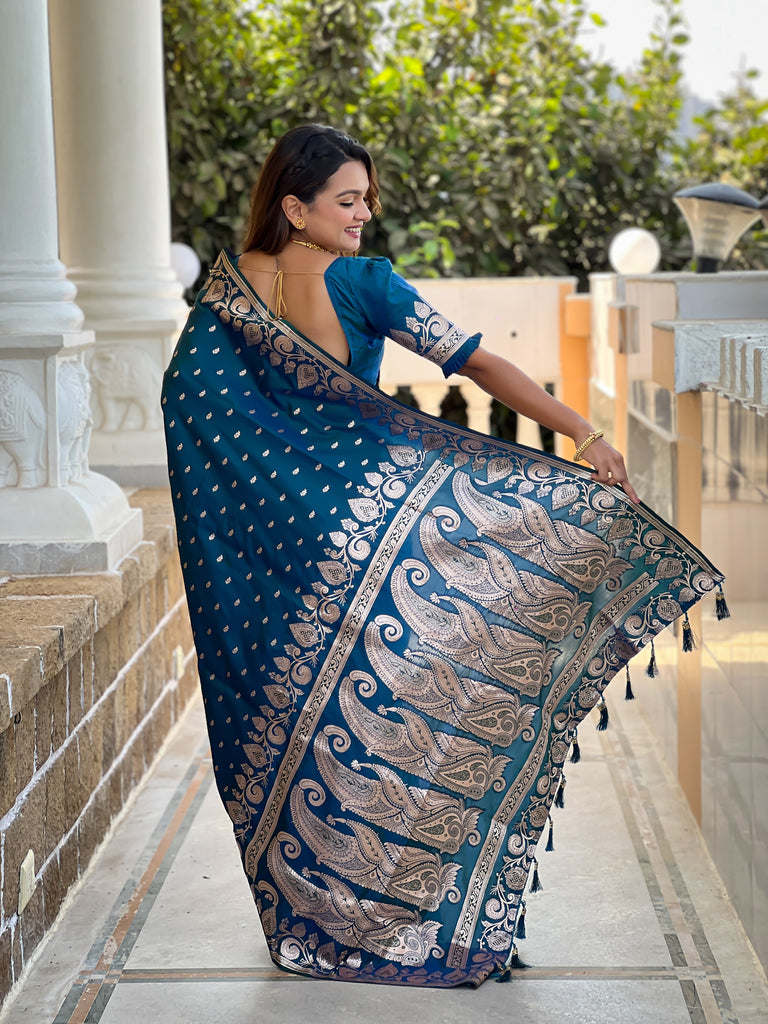 Morpinch Unique Meena Banarasi Silk Saree With Blouse Piece