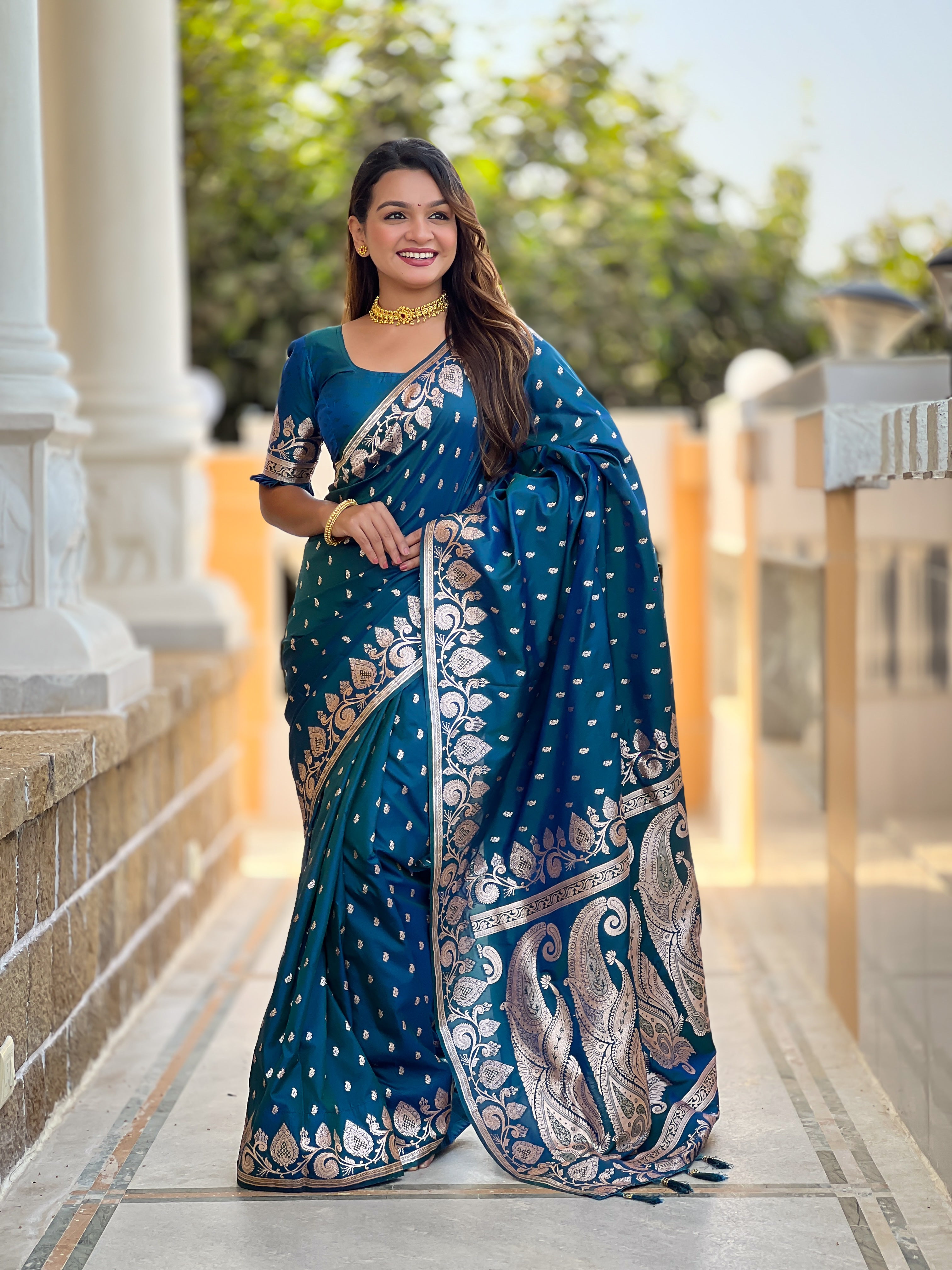 Morpinch Unique Meena Banarasi Silk Saree With Blouse Piece – Keswi