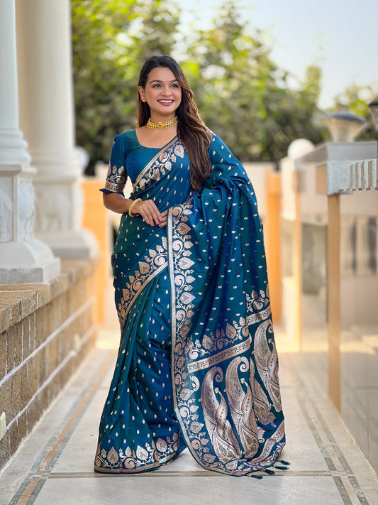 Morpinch Unique Meena Banarasi Silk Saree With Blouse Piece