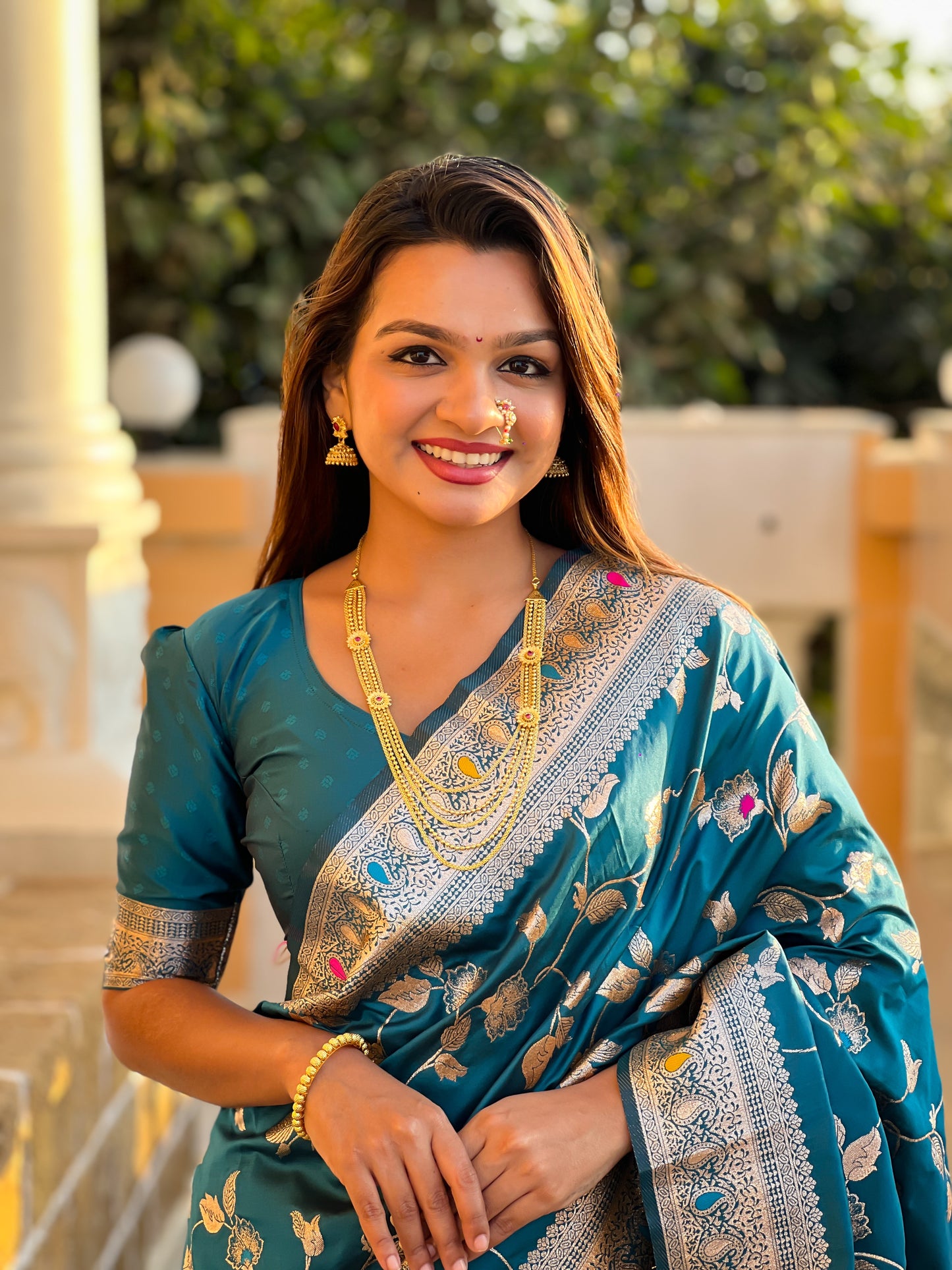 Light Blue Meenakari Elegance Banarasi Silk Saree