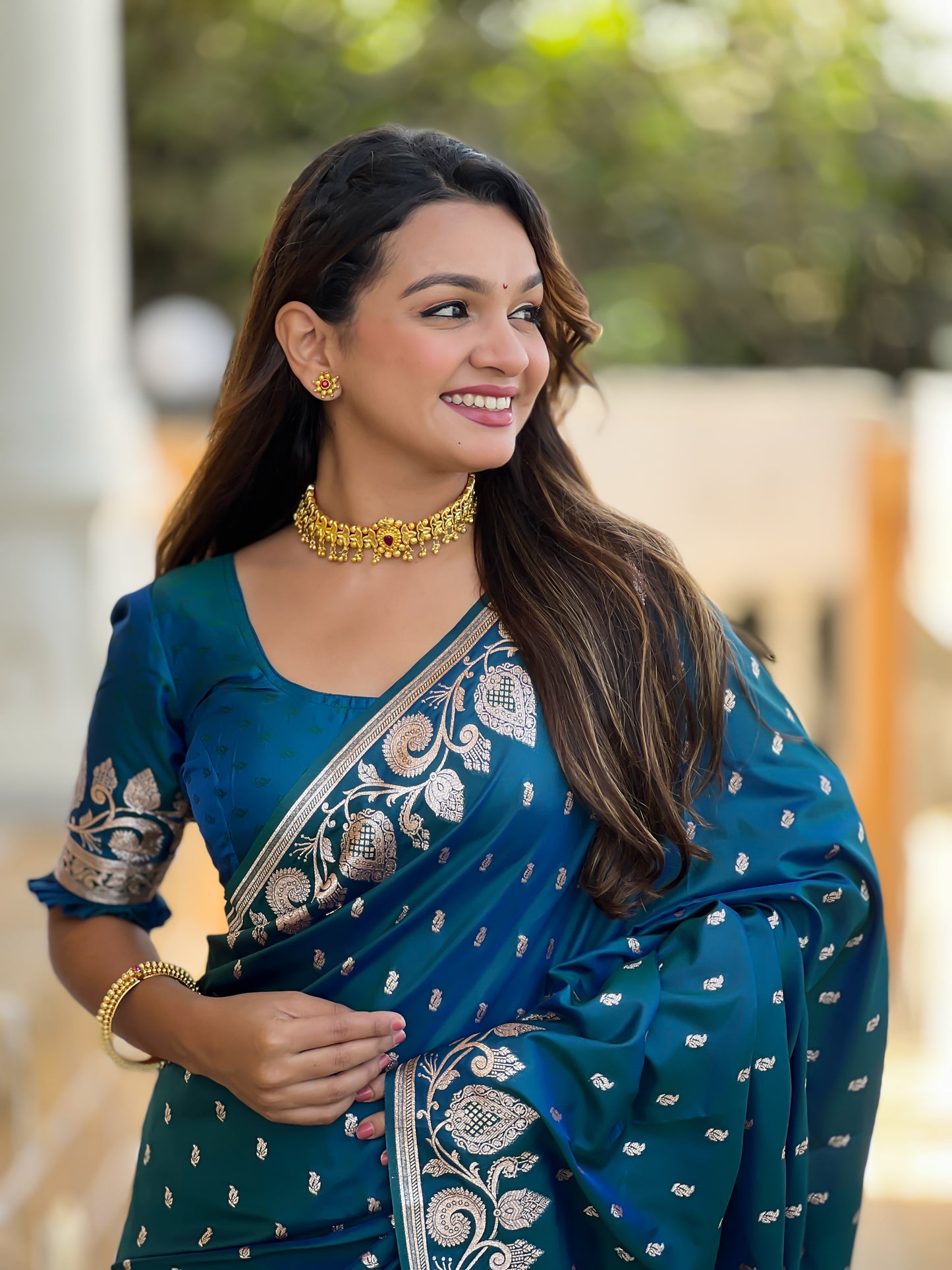 Morpinch Unique Meena Banarasi Silk Saree With Blouse Piece