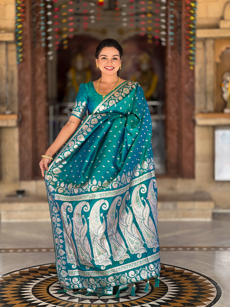 Rama Unique Meena Banarasi Silk Saree With Blouse Piece